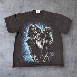 Black Vintage 90s Skull & Guitar Graphic Tee – Large
